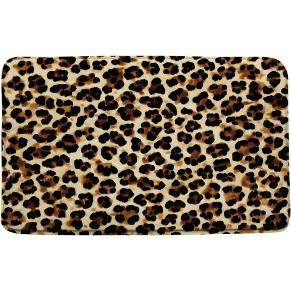 Leopard Print Bath Mat Cheetah Wild Safari Skin Brown Animal Powerful Big Cat Microfiber Memory Foam Bathroom Kitchen Toilet Floor Decor Mat 16x24 Inch