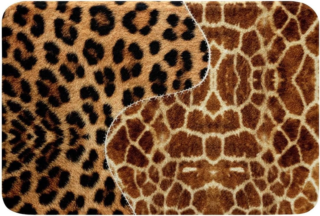Leopard Print Bath Rugs Jungle Animals Decor Giraffe Print Bathroom
