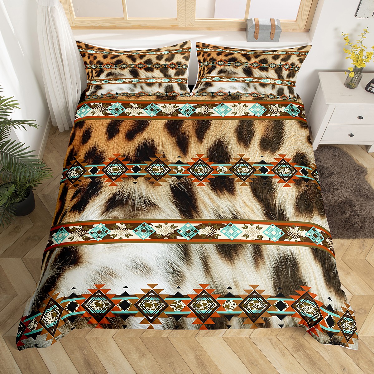 Leopard Print Bedding Set Cheetah Animal Hide Duvet Cover Exotic Tribe