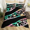 thumbnail image 1 of Leopard Print Bedding Set Twin,Blue Black Cheetah Print Duvet Cover for Girls,Wild Animal Skin Comforter Cover,Safari Ombre Texture Bed Sets with 1 Pillowcase Microfiber, 1 of 5
