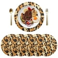 thumbnail image 1 of Leopard Print Black Round Placemats Plate Mats 15 Inch Non-Slip Heat Resistant Washable PVC Set Indoor for Kitchen Dining Table 6PCs, 1 of 6
