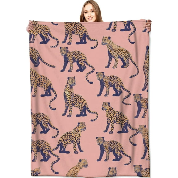 Leopard Print Blanket Chic Cheetah Pink Throw Blankets,Birthday Gifts for Kids Women Girls,Lightweight Soft Flannel,Animal Lovers,Sofa Couch Bed Room Modern Fashion Decor 40x50in