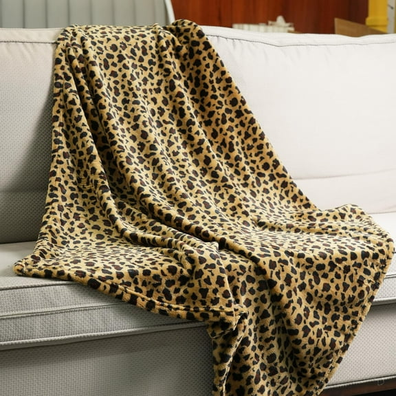 Leopard Print Blanket Fleece Throw for Bed Sofa Travel and Camping, Super Soft Cozy Fluffy Plush Cheetah Print Blanket for All Seasons 50"x60" (Dark Brown)