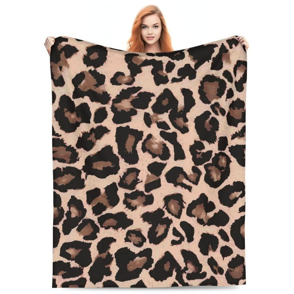 Leopard Print Blanket Zebra Print Black and White Fleece Throw for Bed Sofa Travel and Camping, Super Soft Cozy Fluffy Plush Cheetah Print Blanket for All Seasons
