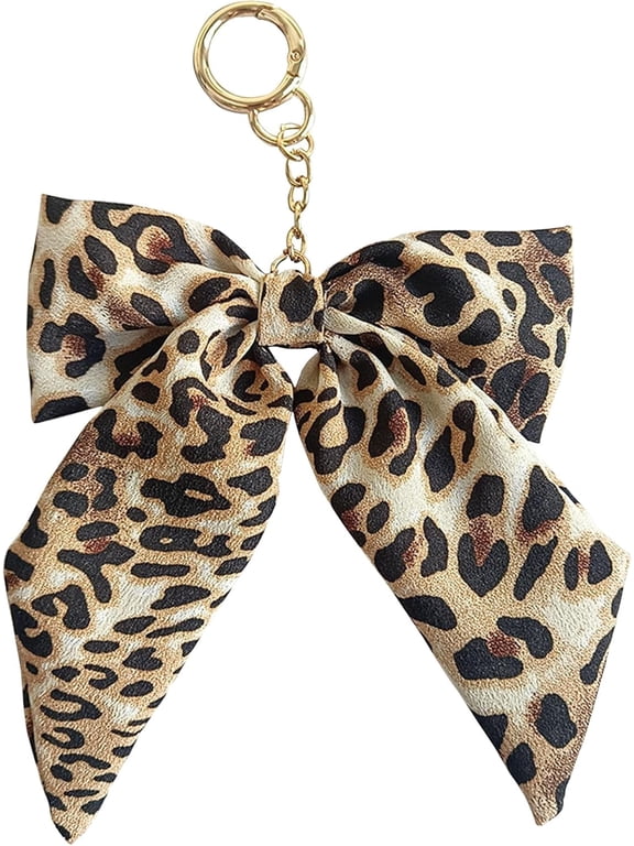 Leopard Print Bow Keychain, Bag Charm for Women, Purse Handbags Bag Accessories Charms Key Charms, Y2K Style Gift for Bag Lovers