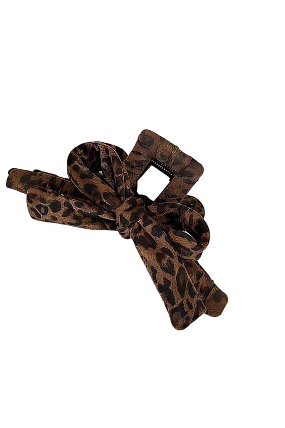 Leopard Print Bowknot Hair Clip Essential Headwear PVC Hair Barrettes For Women