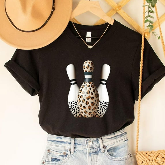 Leopard Print Bowling Shirt - Stylish and Trendy Bowling Pins Design for Women Sweatshirt All Size S-5XL