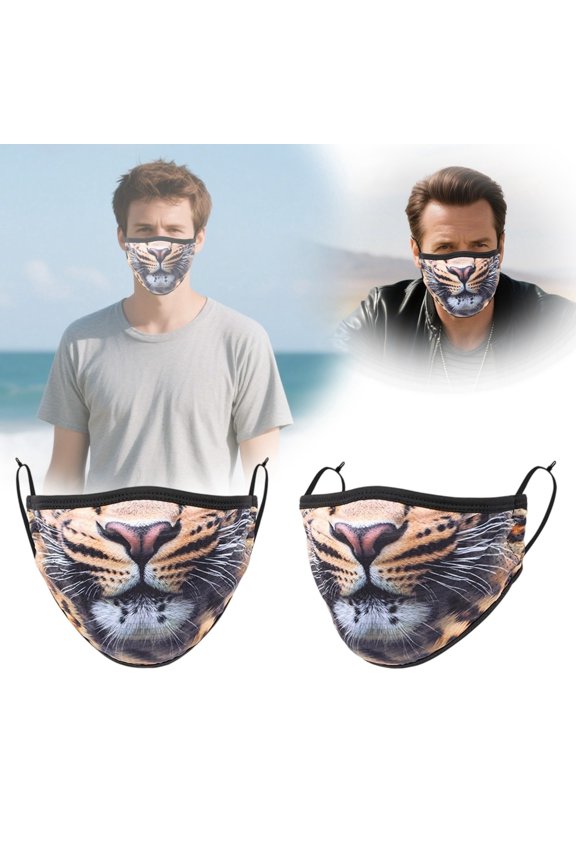 Leopard Print Breathable Cycling Face Mask, Windproof Sun Protection Cover for Outdoor Sports and Motorcycle, White, One Size