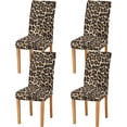 thumbnail image 1 of Leopard Print Brown Dining Chair Covers Set of 4, Stretch Kitchen Chair Slipcover Washable Removable Chair Covers Protector for Dining Room, Hotel and Ceremony, 1 of 6