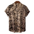 thumbnail image 1 of Leopard Print Button Down Shirt Mens Short Sleeve Turn Down Collar Summer Lightweight Top Coffee S, 1 of 3