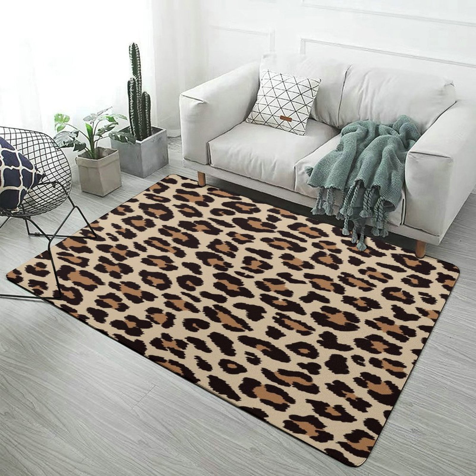 Leopard Print Carpet Style Living Room Bedroom Soft Comfy Rug Modern 3d ...