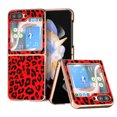 thumbnail image 1 of Leopard Print Case for Samsung Galaxy Z Flip 5 5G, Shockproof Protective Plating TPU Bumper Frame Folding Cover Slim Thin Wireless Charging Phone Case for Galaxy Z Flip 5 2023, Red Leopard, 1 of 6
