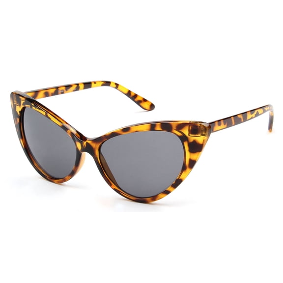 Leopard Print Cat-Eye Sunglasses - Gray Lens UV Protection Fashion Eyewear