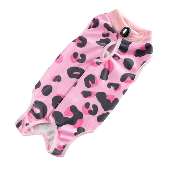 Leopard Print Cat Postoperative Recovery Suit Breathable Anti-Lick Pet Recovery Shirt for Indoor Use(Pink-S-28CM)