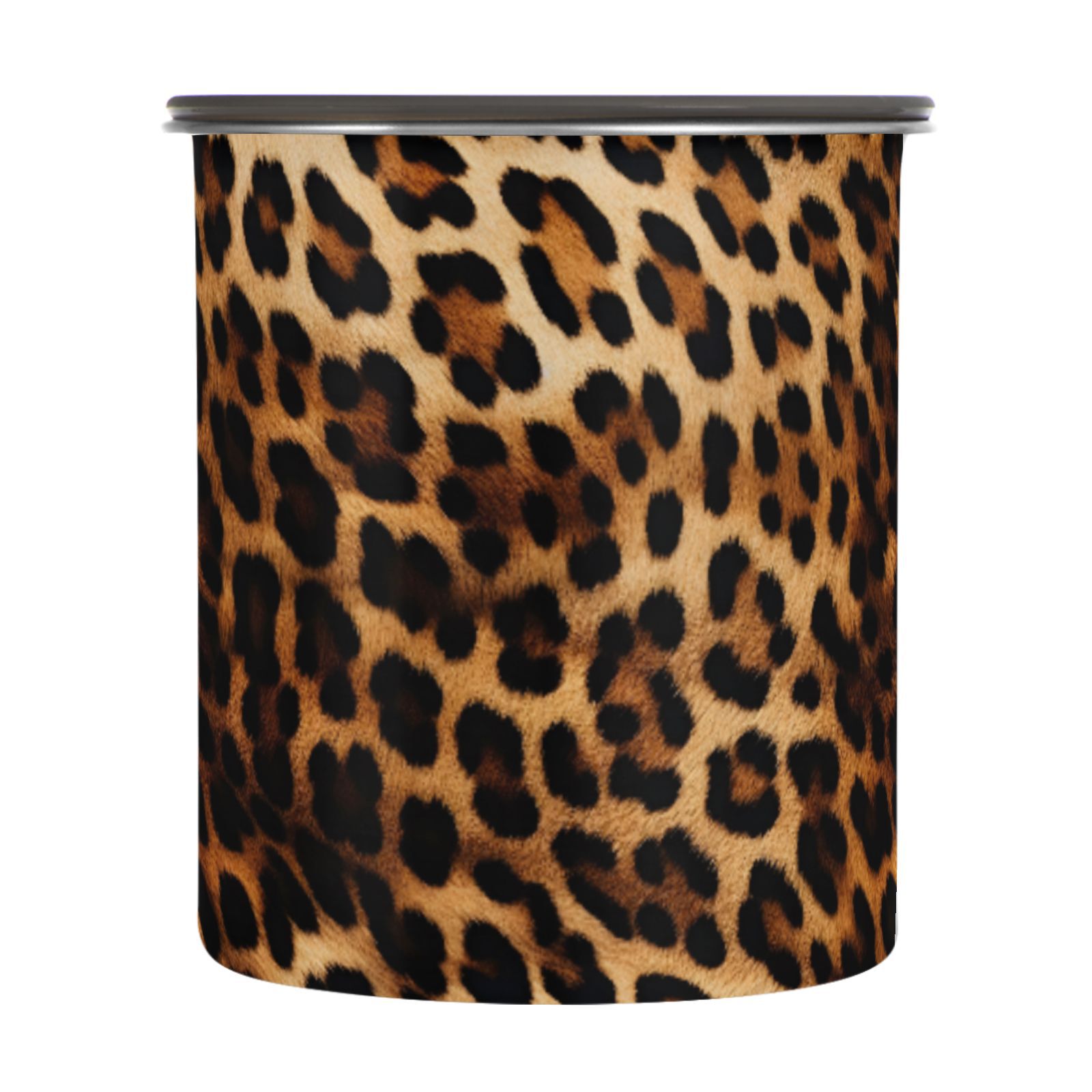 Leopard Print Cheetah Airtight Coffee Bean Canister 30oz Food Storage Containers with Lids For Gournd, Tea, Sugar, Flour, Rice, Cereal, Candy Cookie Jar
