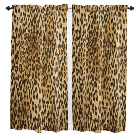 Leopard Print Cheetah Art Curtain For Living Room Kids Bedroom Kitchen Window Curtains Home Essentials Interior Drapes