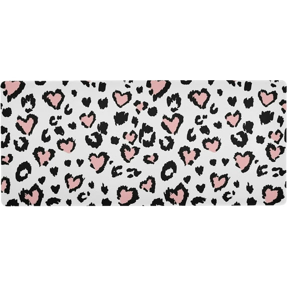 Leopard Print Cheetah Jaguar Pink Heart Large Gaming Mouse Pad Big Mousepad Mice Keyboard Mat with Non-Slip Rubber Base for Computer Laptop Home & Office, 31.5 X 15.7 inch