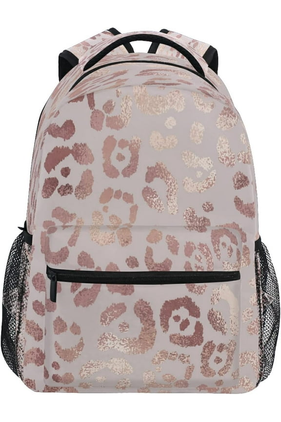 Leopard Print Cheetah Rose Gold Backpack For School Bags Bookbags Travel Daypack Bag One Size Unisex
