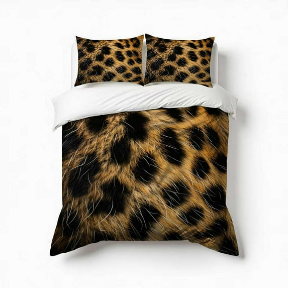Leopard Print Cheetah Spots Bedding Set 3 Pcs Soft Microfiber Quilt Cover For Bedroom Decor, Comforter Cover With 2 Pillowcase