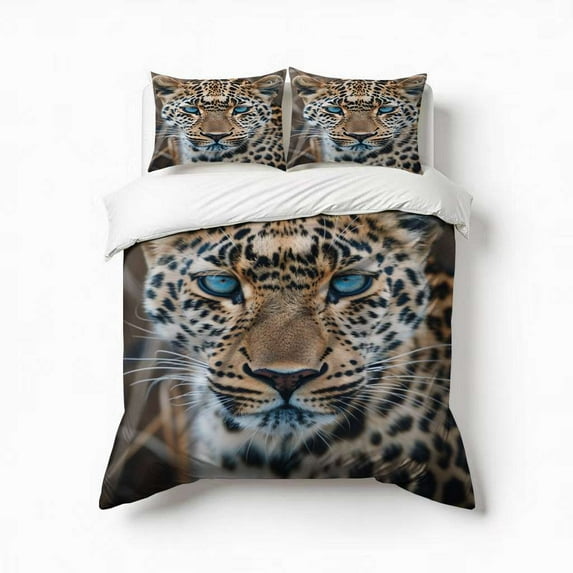 Leopard Print Cheetah Spots Bedding Set 3 Pcs Soft Microfiber Quilt Cover For Bedroom Decor, Comforter Cover With 2 Pillowcase