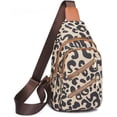 thumbnail image 1 of Leopard Print Chest Bag for Women Letter Print Crossbody Sling Backpack with Wide Strap Multipurpose Fanny Daypack (white), 1 of 12