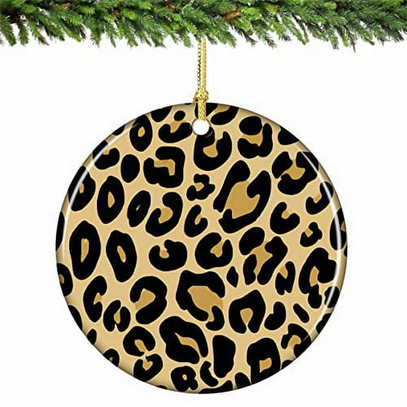 Leopard Print Christmas Ornament Porcelain 2.75 Inches
