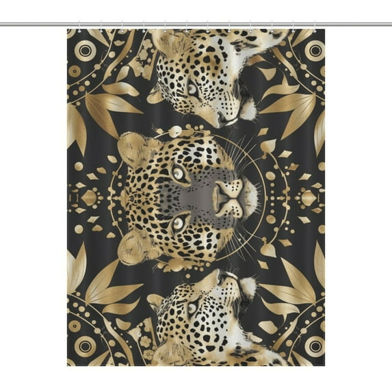 Leopard Print Cloth Fabric Bathroom Decor Set with Hooks