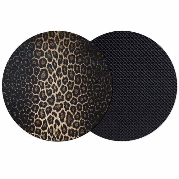 Leopard Print Coasters Set of 2, Soft Absorbent Coasters for Drinks, Chic Abstract Black Brown Animals Texture Non-Slip Cup Coaster Mat with Rubber Bottom for Home Kitchen Coffee Bar Table Decor 4"
