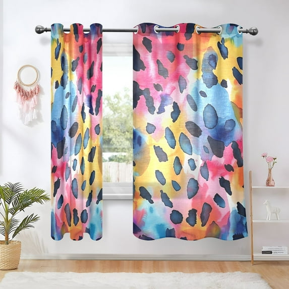 Leopard Print Colorful Blackout Curtains Thermal Insulation 63 inch Grommet for Bedroom Living Room Bathroom Kitchen Windows 2 Pack