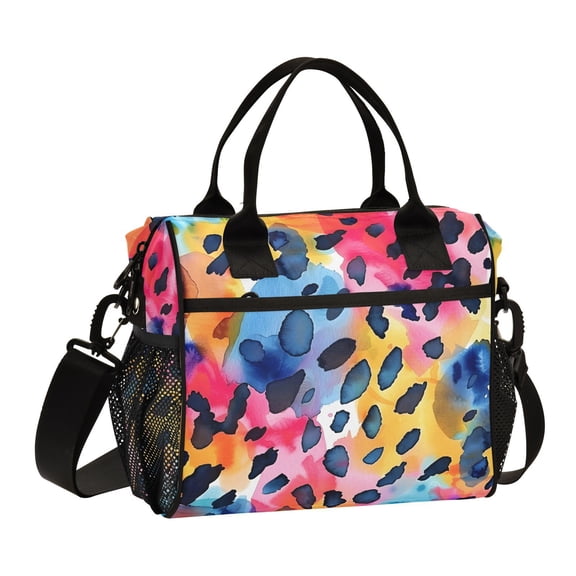 Leopard Print Colorful Cooler Bag Lunch Bag Soft Cooler Cooling Tote Insulated Lunch Box for Adult Men Women