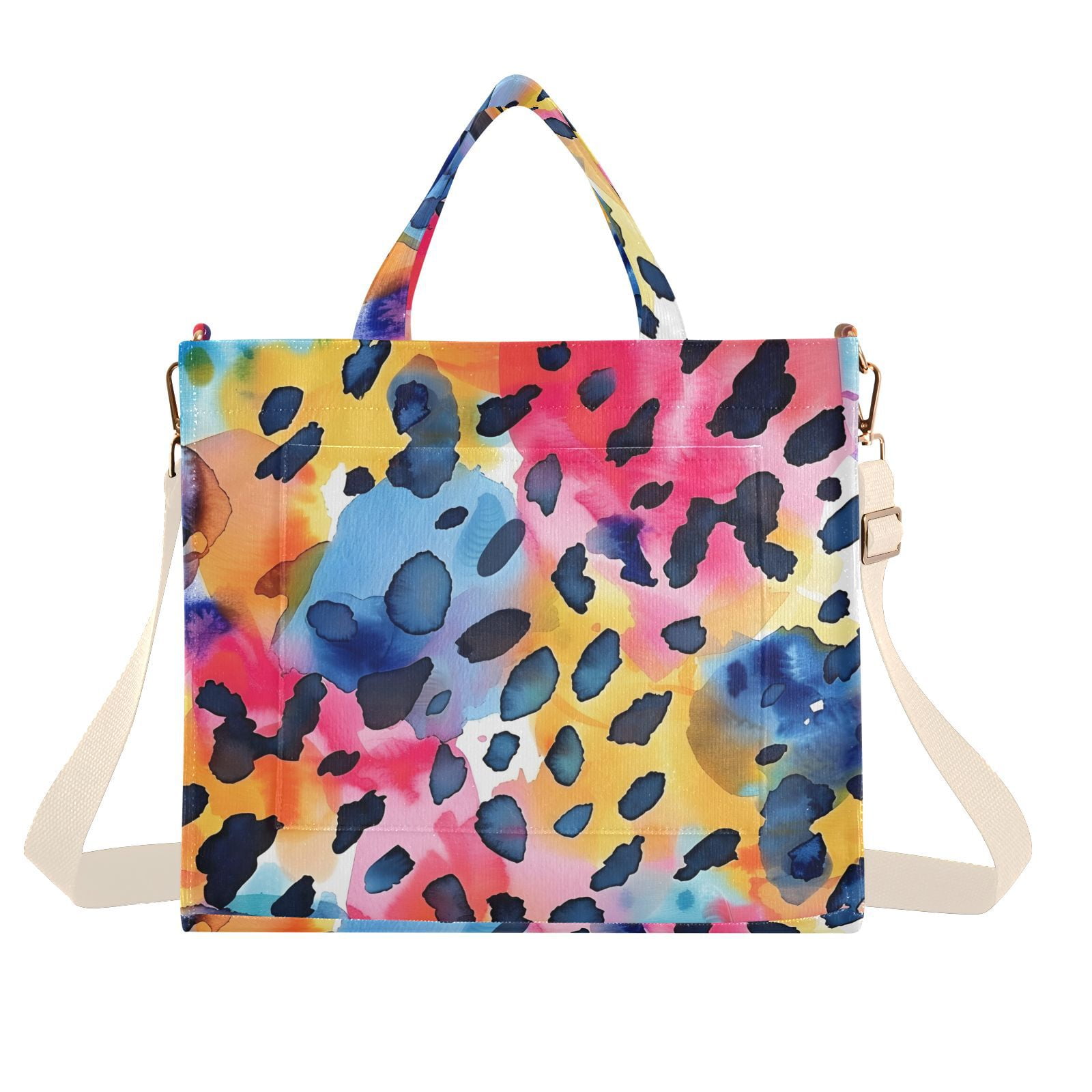 Leopard Print Colorful Corduroy Tote Bag Handbag Large Messenger
