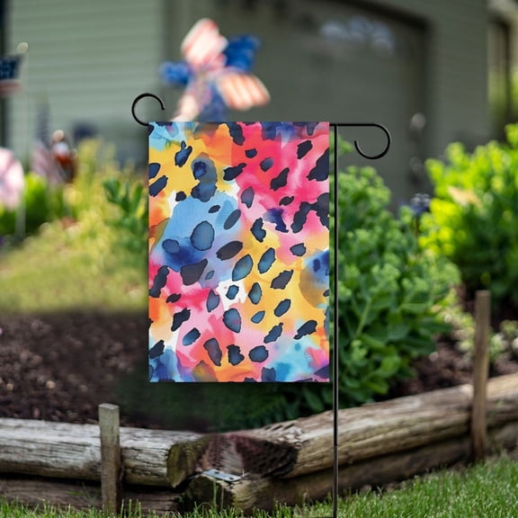 Leopard Print Colorful Garden Flag Double Sided Outdoor Banners for Courtyard Outdoor Lawn Farmhouse Holiday Decorations