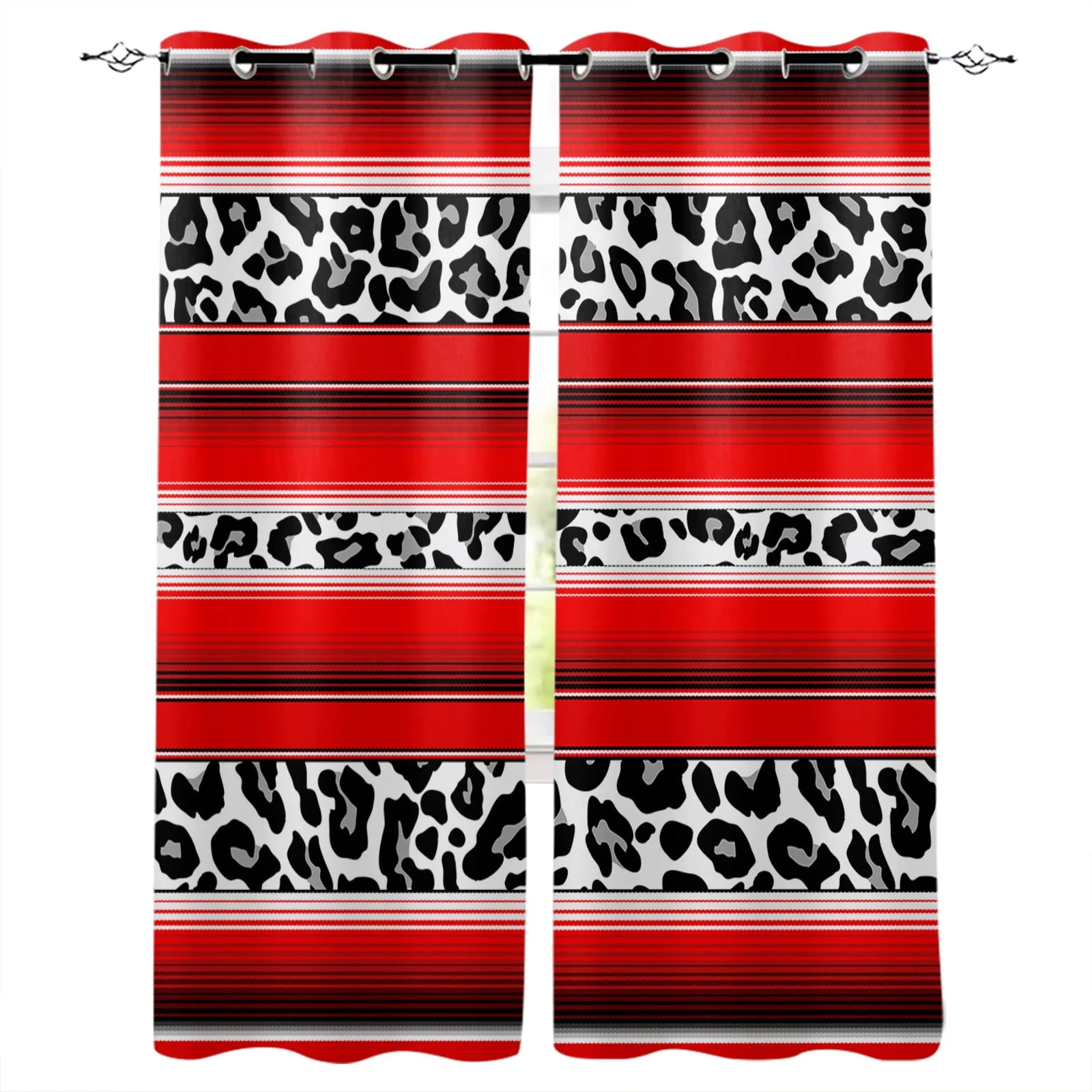 Leopard Print Colors Grommet Top Curtains for Living Room Bedroom Kitchen Window Treatments Home