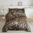 thumbnail image 1 of Leopard Print Comforter Cheetah Bedding,Safari Animal Bedding Sets & Collections Jungle Theme Down Comforter Queen Size Animal Fur Design Duvet,Luxury Ultra Soft Brown Quilt 3-Piece, 1 of 6