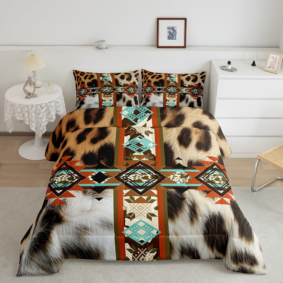 Leopard Print Comforter Set Cheetah Animal Hide Quilt Exotic Tribe