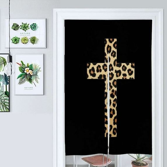 Leopard Print Cross Door Curtain Nordic Living Room DoorCurtain Porch Partition Curtain Kitchen Rative Half Curtain