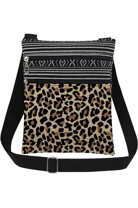 Leopard Print Crossbody Bag Adjustable Strap Unisex Purse for Women Men Teens Sisters Stylish Birthday Christmas Holiday Travel Idea Messenger Bag