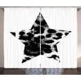 thumbnail image 1 of Ambesonne Leopard Print Curtains 2 Panel Set, Star Shape Grunge, 108" x 96", Black White, 1 of 3