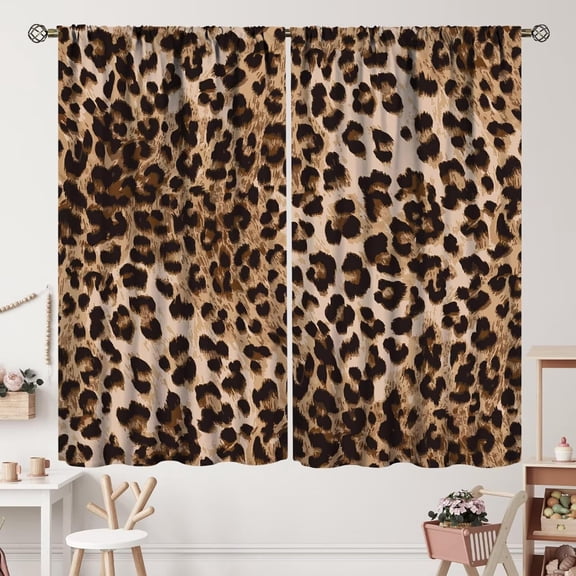 Leopard Print Curtains Wild Safari Skin Powerful Cheetah Cat Panthera Fur Wildlife Curtain with Rod Pocket for Bedroom Living Room Drapes Window Treatments 2 Panels Set 42" W X 63" L