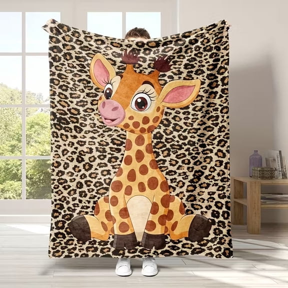 Leopard Print Cute Giraffe Pattern Throw Blanket
