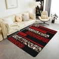 thumbnail image 1 of Leopard Print Decorative Carpet Area Rug,Luxury Animal Skin Pattern Living Room Rugs For Bedroom Modern Stripes Geometric Area Rug Red Black Carpet Kitchen 4x5ft, 1 of 6