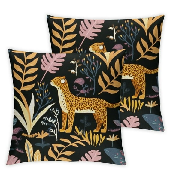 Leopard Print Decorative Throw Pillow Covers, Cheetah Decor Pillowcase,  Inches Square Pillow Cushion Case for Sofa Couch Bed, Farmhouse Home Decor