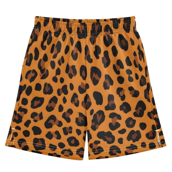 Leopard Print Design Athletic Shorts Breathable with Comfort Fit Drawstring Casual Sweatshorts Medium
