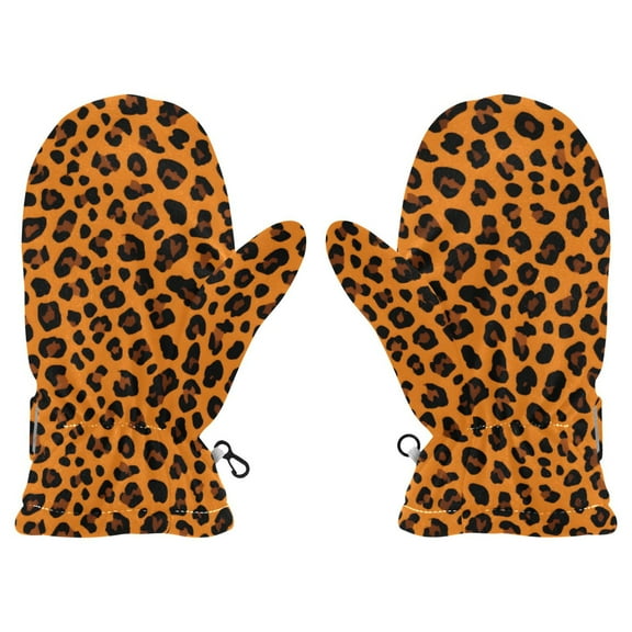 Leopard Print Design Cold Weather Mittens Cozy Gloves with Adjustable Fit Perfect for Outdoor Fun
