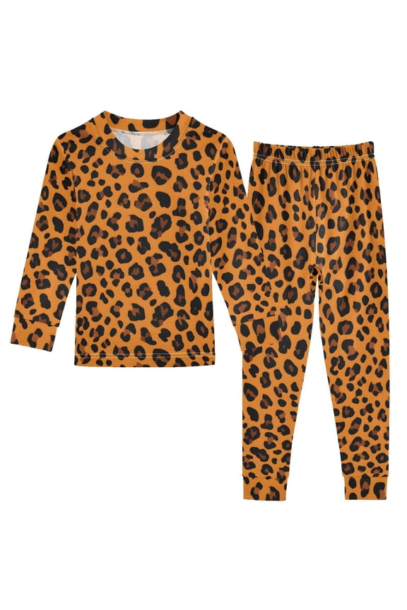 Leopard Print Design Cotton Pajamas 2 Piece Set Sleepwear Soft and Comfortable Homewear Nightwear