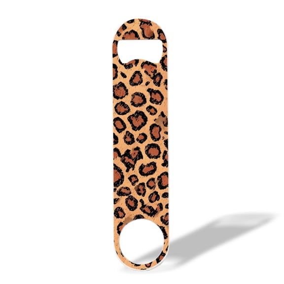 Leopard-Print Design Stainless Steel Flat Bottle Opener, Heavy Duty Beer Bottle Opener Suitable for Bar Bartender Men Women Kitchen Restaurant Party Supplies 7in