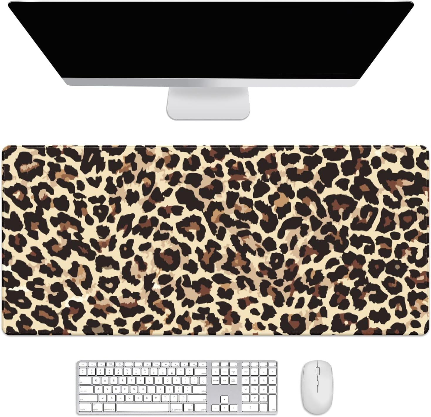 Leopard Print Desk Mat, Desk Accessory, Cute Workspace, Trendy Workspace, Trendy, 35.4x15.7in Large Gaming Mouse Pad, Cute Desk Topper, Pretty Desk Pad