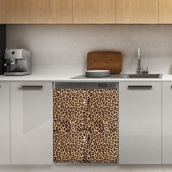 Leopard Print Dishwasher Magnet Cover Decorative Sticker for Home Cabinet Kitchen 23" x26"