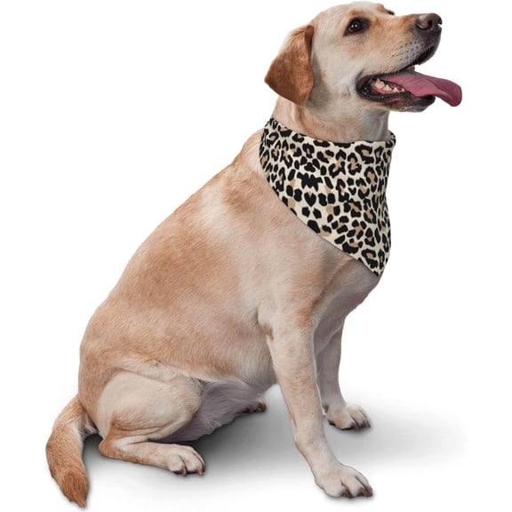 Leopard Print Dog Bandana, Soft Comfortable Pet Triangle Bib Scarf for Puppy Cats Dogs, Cute Leopard Designs Washable Kerchief Scarf