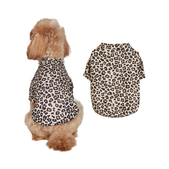 Leopard Print Dog Blouse For Small Medium Dogs, All Seasons Warm Windproof Pet Apparel, Material With Sizes Xs To L